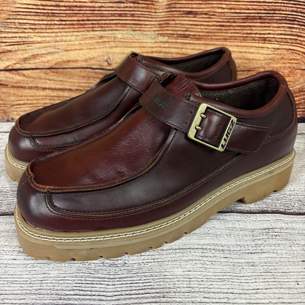 Vintage Y2k Lugz New York Brown Leather Platform Low Top Boots